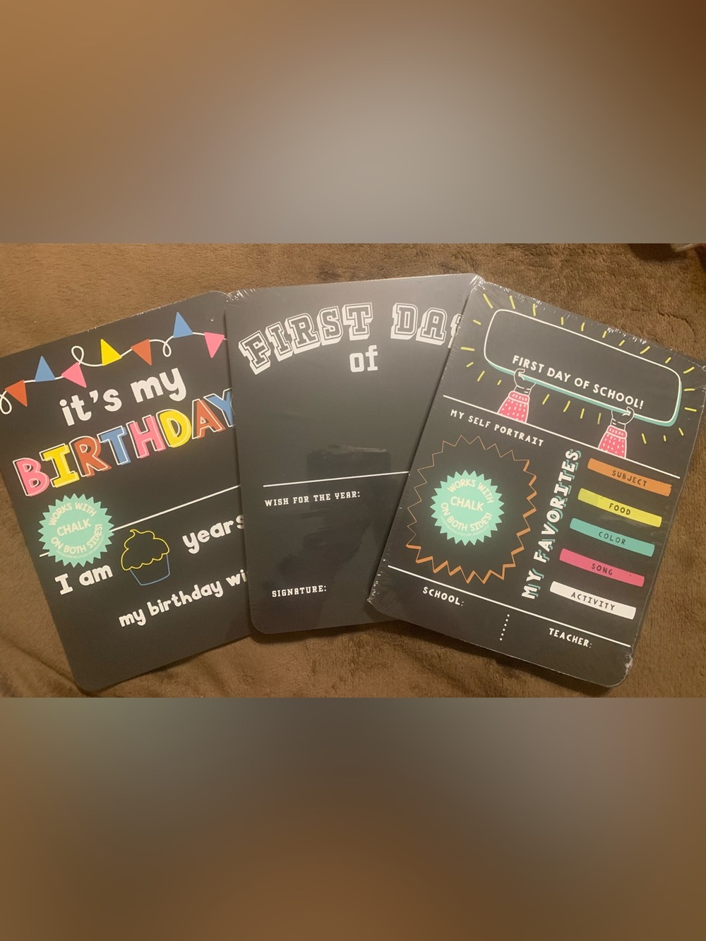 Chalkboard Milestone Signs Set- First/Last Day & Birthday Boards Brand New